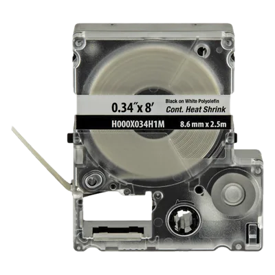 Casete de Etiquetas Termocontráctiles / Poliolefina Grado Militar / 8.6 mm Ancho / 2.4 m Largo / 18-12 AWG / Blanco