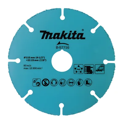 Disco de Carburo de Tungsteno / 115 mm (4.5 in) / Espesor 1 mm / 13,300 RPM / Multi-Material / Uso en Seco