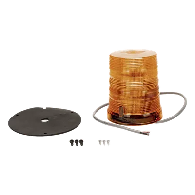 Estrobo LED / Ámbar / Montaje Permanente / 12-24 VCC / 360° Visibilidad / 16.8 x 14 cm / Doble Flasheo