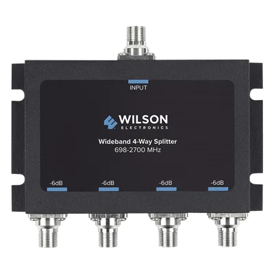 Divisor de Potencia de 4 Vías / 6 dB Pérdida por Puerto / 698-2700 MHz / Conectores F Hembra / 75 Ohm