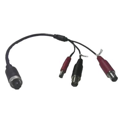 Cable Adaptador para Cámaras / Conector Aviación a BNC / Video y Audio BNC / Alimentación Integrada / 30 cm (11.8 in)