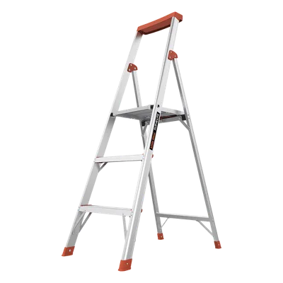 Escalera de Aluminio / 3 Peldaños / Altura 1.5 m (4.9 ft) / Plataforma con Bandeja para Herramientas / Patas Antideslizantes