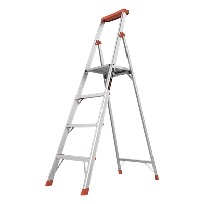 Escalera de Aluminio / 4 Peldaños / 1.8 m (5.9 ft) / Plataforma con Bandeja / Diseño Compacto
