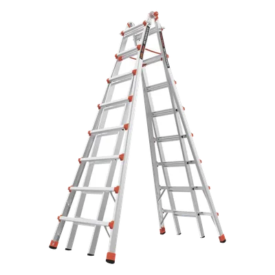 Escalera Telescópica en A / Aluminio / Altura Ajustable 2.44 m a 4.57 m (8 ft a 15 ft) / Capacidad 150 kg / Compacta 2.31 m (7.6 ft)