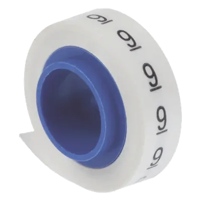 Rollos de Etiquetas Marcadoras / Pre-Impresas 0-9 / Poliéster / 2.4 m (7.87 ft) / Blanco