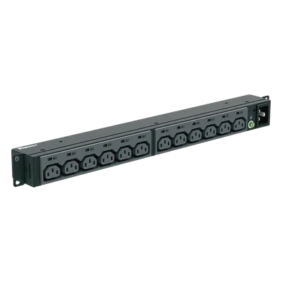PDU Básico para Rack / 13 Contactos IEC C13 / 20 A / 220 Vca / Instalación Horizontal 1U / Cable 3 m (9.8 ft)