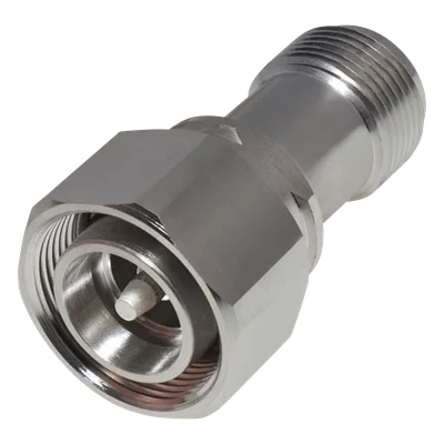 Adaptador RF en Línea / 4.3-10 Macho a N Hembra / 50 Ohm / 5,500 MHz / PIM -160 dBc / VSWR 1.10:1