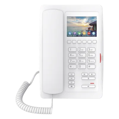 Teléfono IP WiFi para Hotelería / Pantalla LCD 3.5" Color / 6 Teclas Programables Hotline / PoE 802.3af / WiFi 2.4GHz / Audio HD Opus / Decodificación Video H.264 1080p