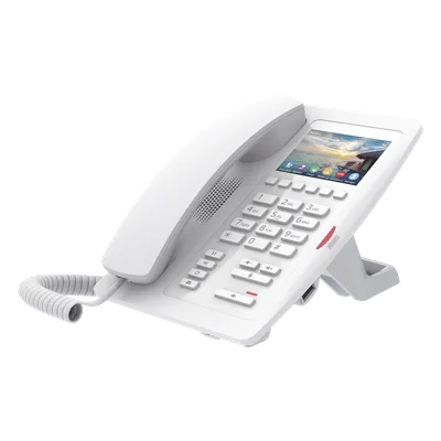 Teléfono IP WiFi para Hotelería / Pantalla LCD 3.5" Color / 6 Teclas Programables Hotline / PoE 802.3af / WiFi 2.4GHz / Audio HD Opus / Decodificación Video H.264 1080p