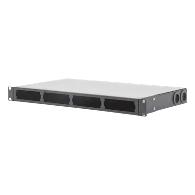 Distribuidor de Fibra Óptica / 19 Pulgadas / 1UR / 24 Fibras / 4 Placas Acopladoras / 1.58 x 0.14 x 0.84 pies