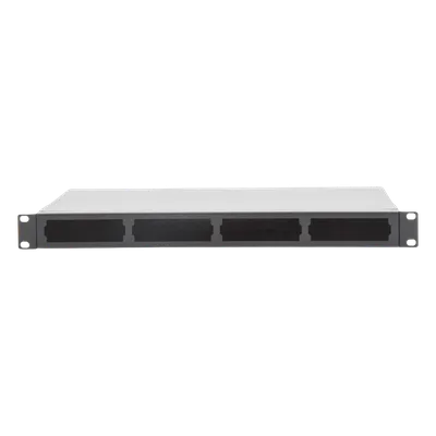 Distribuidor de Fibra Óptica / 19 Pulgadas / 1UR / 24 Fibras / 4 Placas Acopladoras / 1.58 x 0.14 x 0.84 pies