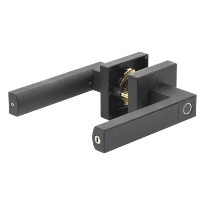 Manija Biométrica Inteligente / Sensor de Huella Exterior / 30 Usuarios / Cierre Automático 5 s / Reversible Izq-Der / Backset 60-70 mm / Acabado Negro