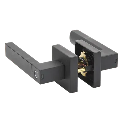 Manija Biométrica Inteligente / Sensor de Huella Exterior / 30 Usuarios / Cierre Automático 5 s / Reversible Izq-Der / Backset 60-70 mm / Acabado Negro