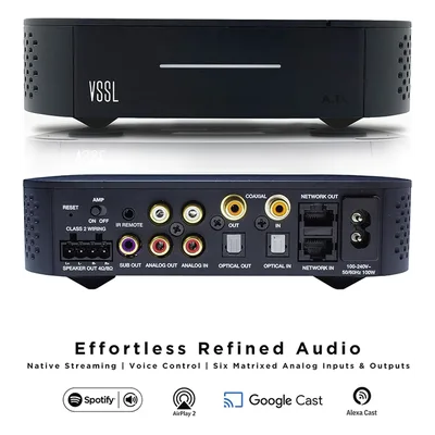 Amplificador una Zona, 2 Canales, 50 W por Canal, con Chromecast, Alexa Cast, Airplay, Spotify Connect: funciona con Google Assist
