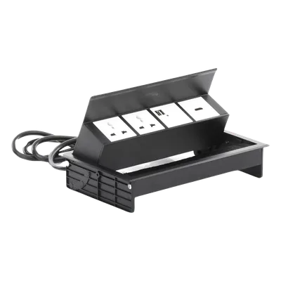 Caja Hub de Escritorio / 2 Contactos Universales / HDMI + RJ45 Cat6 / 2 USB Carga / Cable 1.80 m (5.9 ft) / IP20