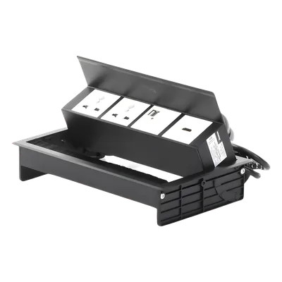 Caja Hub de Escritorio / 2 Contactos Universales / HDMI + RJ45 Cat6 / 2 USB Carga / Cable 1.80 m (5.9 ft) / IP20