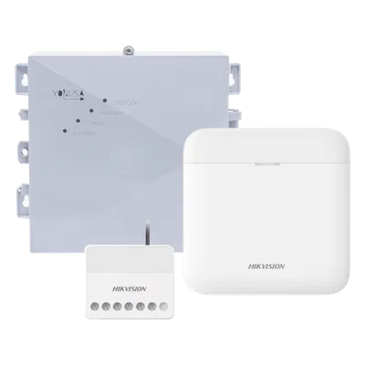 Kit de Alarma Inalámbrica / 48 Zonas / Cerca Energizada 2,500 m (8,202 ft) / Batería de Respaldo 3 Días / Relevador 0-36 Vcc 5 A / Alimentación 127-220 Vca o Panel Solar 12 Vcc