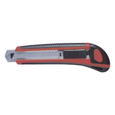 Navaja de Hojas Desprendibles / Hoja 18 mm / Bloqueo Automático / Guía Metálica / Mango Ergonómico ABS+TPR / 17 x 5 x 2.5 cm