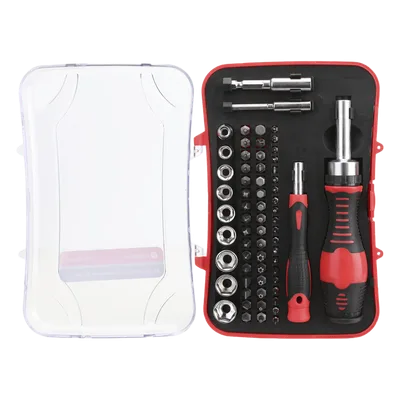 Juego de Herramientas / 65 Piezas / Acero CR-V / Estuche Plástico Compacto / 20 x 13 x 4.5 cm