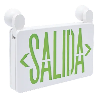 Letrero de Emergencia LED / Dual Salida y Luz de Emergencia / Montaje Universal Pared-Lateral-Techo / Doble Voltaje 120-277 VAC / Batería 6V 4.5Ah / Consumo 3W