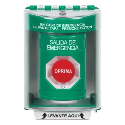 Botón de Salida de Emergencia / Acción Mantenida / Cubierta de Policarbonato / Bocina Integrada / Superficie con Espaciador