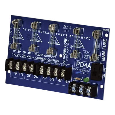 Módulo de Distribución de Energía / Entrada Universal 28V AC/DC / 10A Máx / 4 Salidas Fusibles 2.5A / LED Estado DC / 0°C a 49°C (32°F a 120°F)