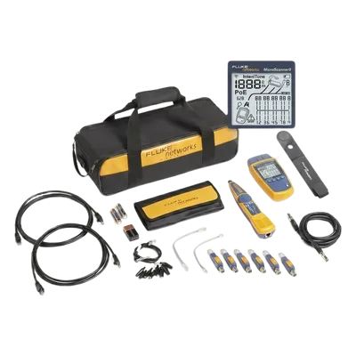 Kit Verificador de Red / Comprobación Voz-Datos-Video / Pantalla LCD Retroiluminada / Detección PoE 90W / Sonda Intellitone Pro 200 / 295 ft (90 m)