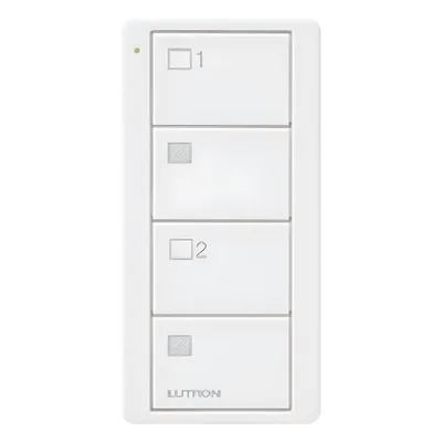 Control inalámbrico Pico / 4 botones / 2 grupos de cortinas / RF Clear Connect 431-437 MHz / Alcance 9 m / Batería CR2032 / Blanco brillante