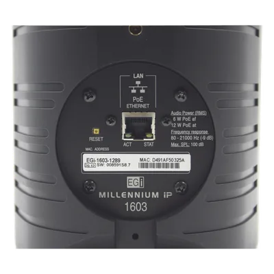 Bocina HiFi | PoE Ethernet IP | Altavoz de 2 vías | Potencia 12W | Protección IP66 | Color Negro