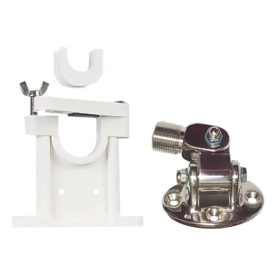 Kit de montaje de acero inoxidable ajustable con soporte para antenas de 1" ó 1 1/2" de Diámetro. Rosca Estándar 1" x 14 Hilos.