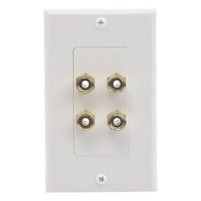 Placa de Pared para Altavoces / 2 Canales / Postes Tipo Banana / Conectores Chapados en Oro / Estilo Decora 1 Unidad / 75 x 115 mm