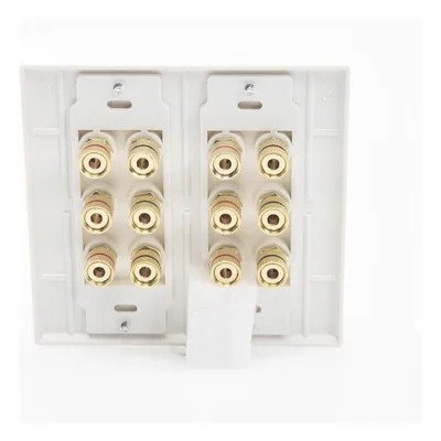 Placa de Pared para Altavoces / 12 Postes Tipo Banana / 6 Canales / Conectores Chapados en Oro / Instalación sin Soldadura