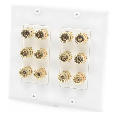 Placa de Pared para Altavoces / 12 Postes Tipo Banana / 6 Canales / Conectores Chapados en Oro / Instalación sin Soldadura
