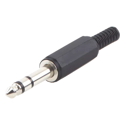 Conector Macho Estéreo / 6.35 mm (1/4") / Cuerpo Plástico / Terminación Soldadura / 28-14 AWG