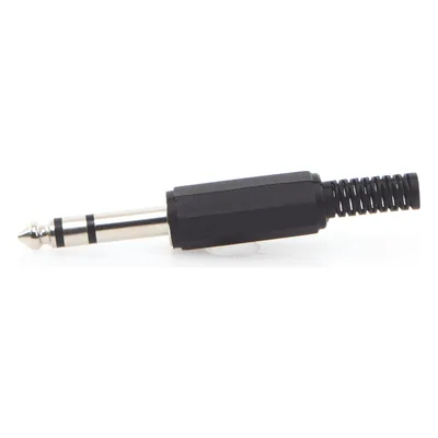 Conector Macho Estéreo / 6.35 mm (1/4") / Cuerpo Plástico / Terminación Soldadura / 28-14 AWG
