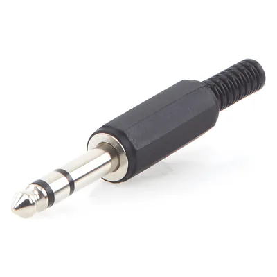 Conector Macho Estéreo / 6.35 mm (1/4") / Cuerpo Plástico / Terminación Soldadura / 28-14 AWG