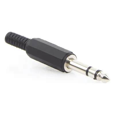 Conector Macho Estéreo / 6.35 mm (1/4") / Cuerpo Plástico / Terminación Soldadura / 28-14 AWG