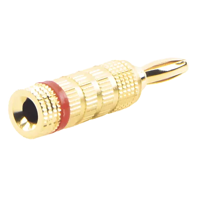 Conector Banana / Tipo Tornillo / Chapado en Oro 24K / 12 AWG Máx / Polaridad Codificada / 1 Pieza Roja