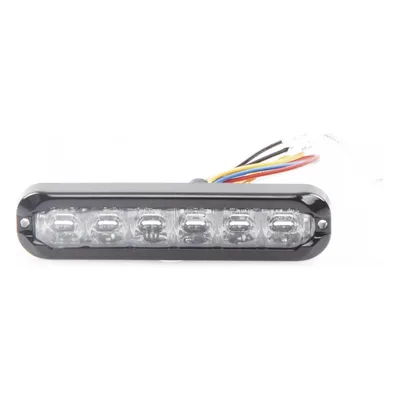 Luz de Advertencia Direccional Flexible / 12 LED Duales / Rojo/Blanco / Montaje Curvo hasta 120° / IP69K / IP67 / SAE Clase I y II / 12-24V / 69 Patrones de Destello