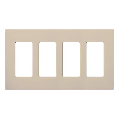Placa de Pared Decorativa / 4 Espacios / Diseño sin Tornillos Visibles / Acabado Satinado Taupe / Perfil 7.6 mm / Compatible Apertura Designer