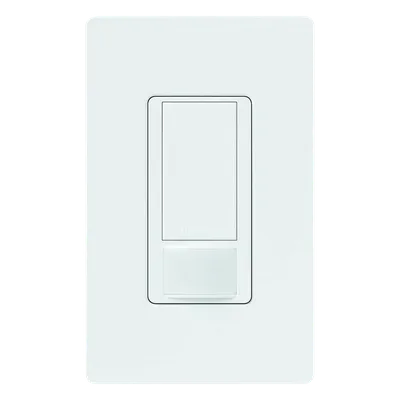Apagador con sensor de ocupación PIR / 6 A iluminación 120-277 V~ / 3 A ventilador 120 V~ / XCT 180° / 81 m² / retardo 1-30 min / unipolar o 3 vías