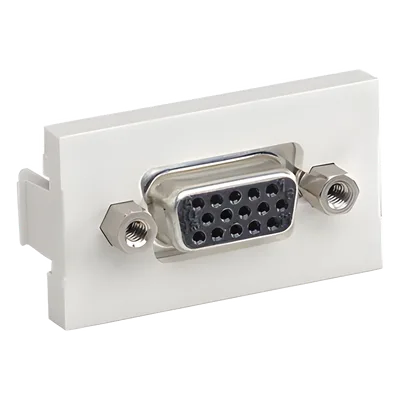 Inserto Plano / Acoplador VGA Hembra-Hembra 15 Pines / ABS / Blanco Mate / 1.64' x 0.70' x 0.89'