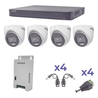 Kit TurboHD ColorVu / DVR 4 Canales / 4 Cámaras 1080p / Exterior 2.8 mm / 98° / Fuente Regulada / Transceptores UTP