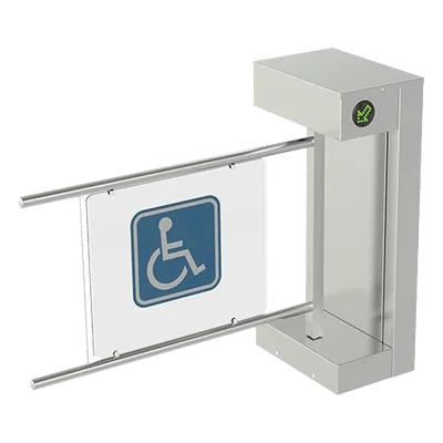 Torniquete Motorizado de Cortesía / Flujo 15 Personas/min / Apertura 2.2 s / IP54 / -20°C a +68°C / Bidireccional / 110-240 VCA