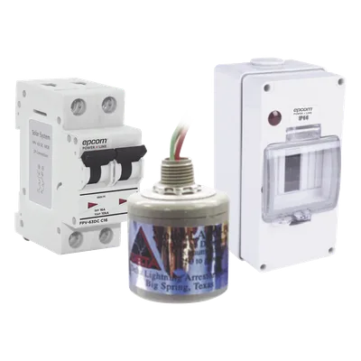 Kit Centro de Carga DC / Supresor 5ns / 800 Vcc 16 A / 2 Polos / Protección Fotovoltaica