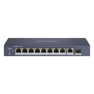Switch PoE+ / 7 Puertos Gigabit 802.3af/at 30W / 2 Puertos Hi-PoE 90W / 1 Puerto Uplink Gigabit / 1 Puerto SFP / Modo Extendido 300 m (984 pies) / 110 W Total