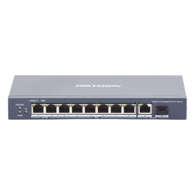 Switch PoE+ / 7 Puertos Gigabit 802.3af/at 30W / 2 Puertos Hi-PoE 90W / 1 Puerto Uplink Gigabit / 1 Puerto SFP / Modo Extendido 300 m (984 pies) / 110 W Total