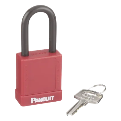 Candado de Bloqueo LOTO / Llave Única / Dieléctrico / Grillete Acero 38.1 mm / Cuerpo Aluminio 45x20x40 mm / Color Rojo