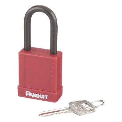 Candado de Bloqueo LOTO / Llave Única / Dieléctrico / Grillete Acero 38.1 mm / Cuerpo Aluminio 45x20x40 mm / Color Rojo