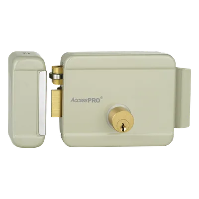 Cerradura Eléctrica / Doble Cerrojo / 12 VCA 2.5 A / Activación por Pulso 2 s / Exterior / Puerta Izquierda